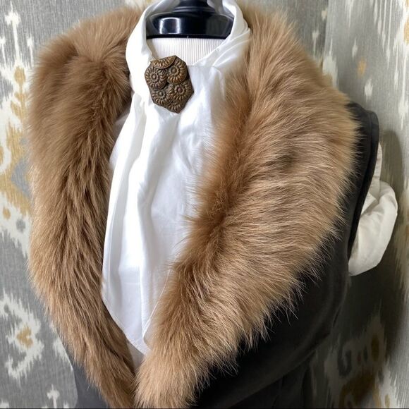 Ralph Lauren Collection Brown & Tan Shearling Contoured Sleeveless Gilet - Picture 12 of 16